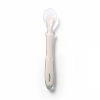 Lingurita flexibila din silicon Babyono crem