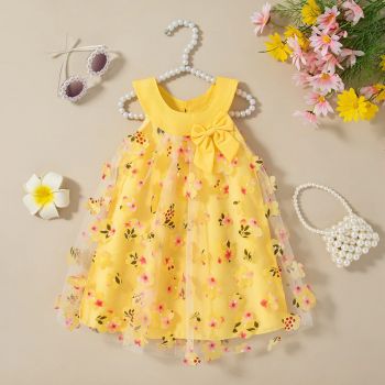 Rochie Galbena Fetite cu Floricele Valeria - 6-9 luni