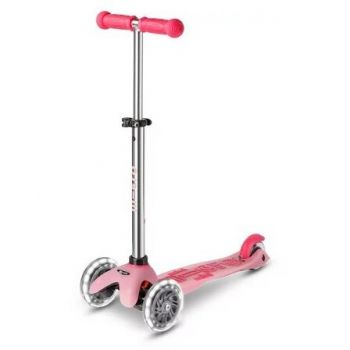 Trotineta Copii Deluxe Glow LED Plus 3 Roti +3ani Maxim 50kg Roz