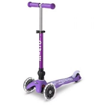 Trotineta Copii Deluxe LED Pliabila 3 Roti 2-6ani Maxim 35kg Violet