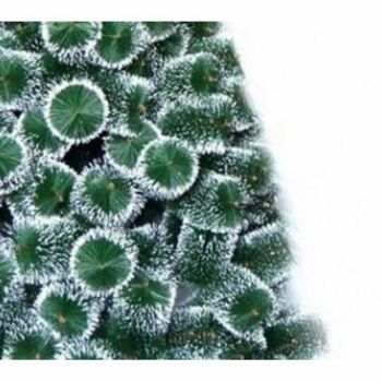 Brad artificial de Craciun cu varfuri albe Novokids PineTree Alb Verde, Cu ace lungi, Coroana bogata, Inaltime 240 cm, Suport inclus, Pom de Craciun Ecologic