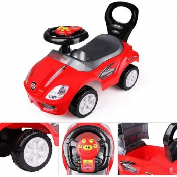 Masinuta pentru copii Novokids MegaCar Rosu Cu melodii, Lumini, Maner de impins detasabil pentru parinti