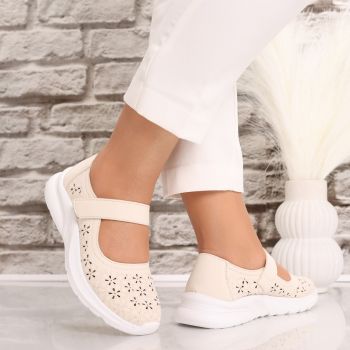 Pantofi dama casual Bej din Piele Ecologica Lani