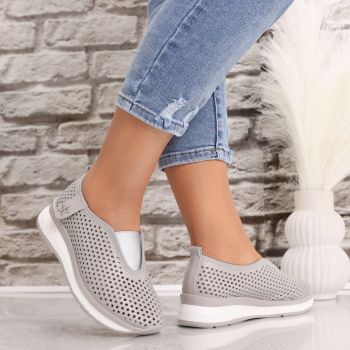 Pantofi dama casual Gri din Piele Naturala Watifa