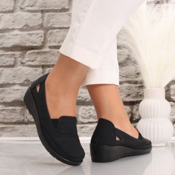Pantofi dama casual Negri din Piele Ecologica Lasina