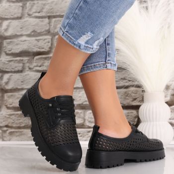 Pantofi dama casual Negri din Piele Ecologica Lusina