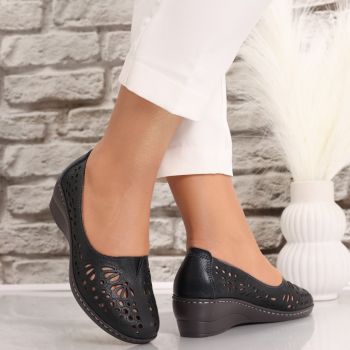 Pantofi dama casual Negri din Piele Naturala Rakina