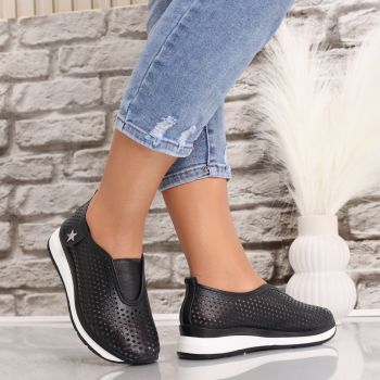 Pantofi dama casual Negri din Piele Naturala Watifa