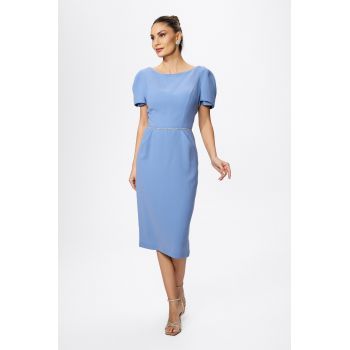 Rochie de ocazie cu strass-uri si maneci scurte bufante Brandy Bleu