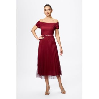 Rochie de ocazie din tull plisat cu umerii goi Ciandra Bordo