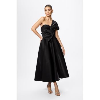 Rochie de ocazie premium cu model one shoulder si funda pe bust Belina Neagra