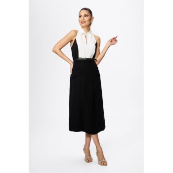 Rochie eleganta cu guler tip camasa Damiana Bicolora