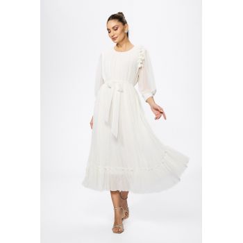 Rochie eleganta din voal cu pliuri Bionda Alba