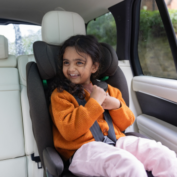 Scaun auto pentru copii Joie i-Irvana Gray Khaki i-Size, 76-150 cm, certificat R129 , tetiera ajustabila, suport pentru pahar