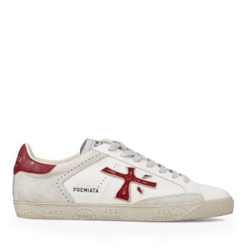 Sneakers bărbați Premiata Steven albi din piele naturală 1699BP6970A