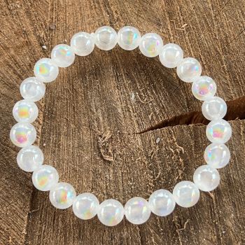 Bratara selenit 8 mm AURA RAINBOW