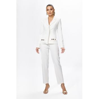 Costum elegant format din sacou si pantaloni Elias Alb