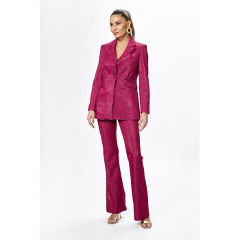 Costum elegant format din sacou si pantaloni Oscar Fucsia