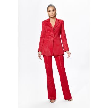 Costum elegant format din sacou si pantaloni Oscar Rosu