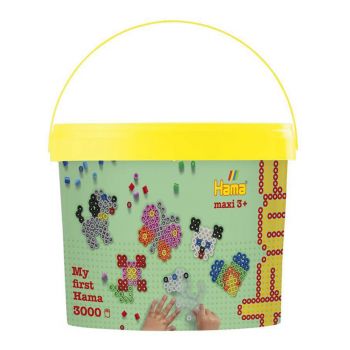 Hama Maxi Beads 3000pcs + 4 Plates In Bucket (388806)
