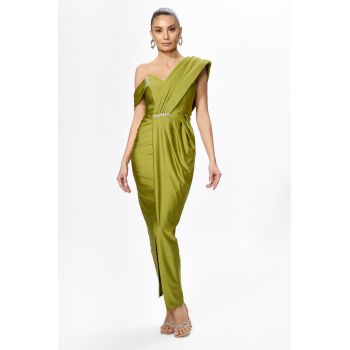 Rochie de ocazie premium din licra cu model petrecut si strass-uri Vivere Fistic