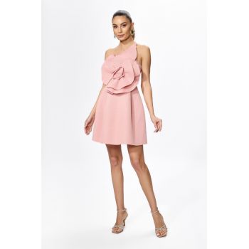 Rochie de ocazie tip baby doll cu floare 3D Lisiana Rose