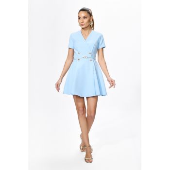 Rochie eleganta cu model petrecut si butoni aurii Lizzy Bleu