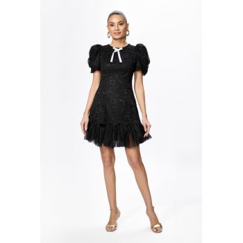 Rochie eleganta din dantela cu tull Naliny Neagra