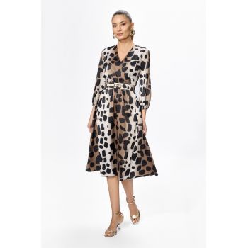 Rochie eleganta din satin cu imprimeu Finola Animal Print