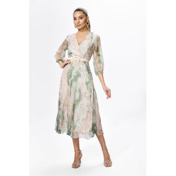 Rochie eleganta din voal cu imprimeu Kameea Vernil