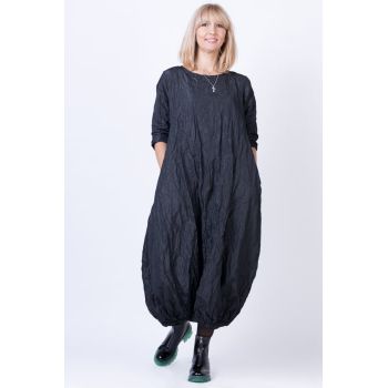 Rochie lunga gogosar din vascoza sifonata, neagra