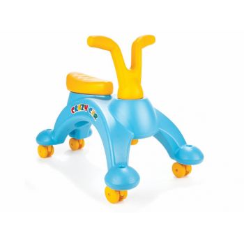 Vehicul ride on fara pedale pentru copii Pilsan Crazy Car Blue din plastic durabil,piese demontabile,roti pivotante din plastic rezistent,de la 3 ani,greutate admisa 50kg