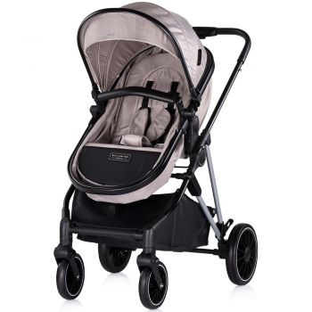 Carucior pentru copii Chipolino Aura 2 in 1 tiramisu cu suspensii, spatar reglabil, sezut reversibil, accesorii incluse, greutate maxim admisa 22 kg