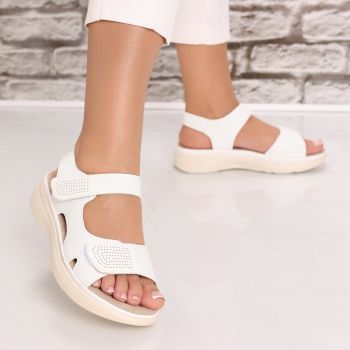 Sandale dama Albe din Piele Ecologica Zola