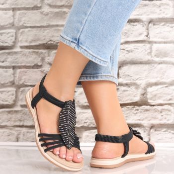 Sandale dama Negre din Imitatie Catifea Alse ieftine