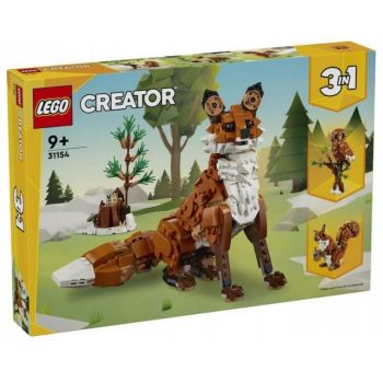 Set de constructie LEGO Creator 31154 Animale din padure: Vulpe Rosie, 3 in 1, 667 piese, +9 ani