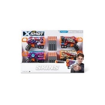 Set pistoale Zuru X-Shot Skins, 4 bucati, Multicolor