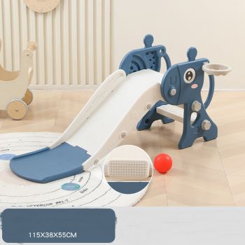 Tobogan pentru copii Nichiduta Garden Blue Deer, de interiorexterior, prevazut cu mini-cos de Baschet, scara, manere de sustinere, design pliabil, dimensiune 38 x 115 x 55 cm