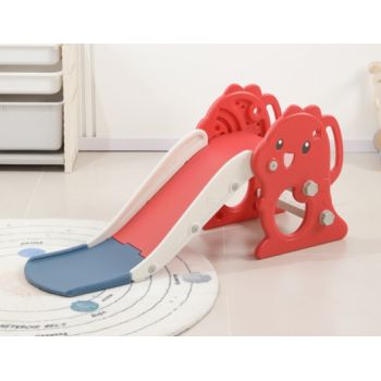 Tobogan pentru copii Nichiduta Garden Little Red Dragon, de interiorexterior, design pliabil, cu mini-cos de baschet, prevazut cu scara, manere de sustinere, dimensiune 38 x 115 x 54 cm