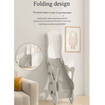 Tobogan pentru copii, Nichiduta Garden, White Elephant, de interiorexterior, design pliabil, prevazut cu scara si manere de sustinere, cu mini-cos de Baschet si joc de precizie cu inele, dimensiune 32 x 152 x 67.5 cm