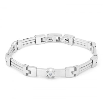 Bratara Barbati cu Diamant Natural 0.022ct, din Otel Inoxidabil
