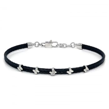 Bratara cu Diamant 0.015ct din Otel Inoxidabil Negru, pentru Barbati