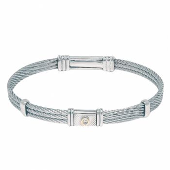 Bratara cu Diamant Natural 0.015ct pentru Barbati, din Otel Inoxidabil si Aur 18K