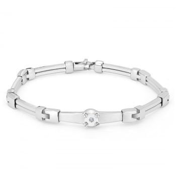 Bratara cu Diamant Natural 0.022ct pentru Barbati, din Otel Inoxidabil