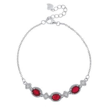 Bratara din argint cu rubin și cubic zirconia