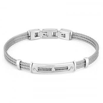 Bratara din Otel cu Diamant Natural 0.015ct pentru Barbati