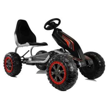 Kart cu pedale pentru copii cu roti EVA Strong (B012) Negru