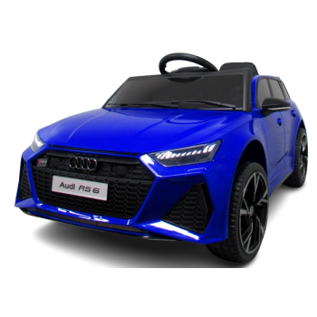 Masinuta electrica pentru copii 1-4 ani Audi RS6 cu roti moi, scaun tapitat, Telecomanda 2.4GHz, faruri si stop cu lumini LED, Bluetooth, 12V 50W (BRD-2118) Albastru