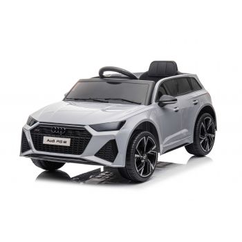 Masinuta electrica pentru copii 1-4 ani Audi RS6 cu roti moi, scaun tapitat, Telecomanda 2.4GHz, faruri si stop cu lumini LED, Bluetooth, 12V 50W (BRD-2118) Gri