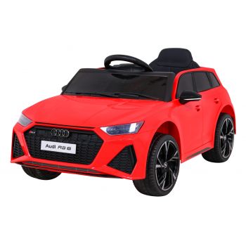 Masinuta electrica pentru copii 1-4 ani Audi RS6 cu roti moi, scaun tapitat, Telecomanda 2.4GHz, faruri si stop cu lumini LED, Bluetooth, 12V 50W (BRD-2118) Rosu